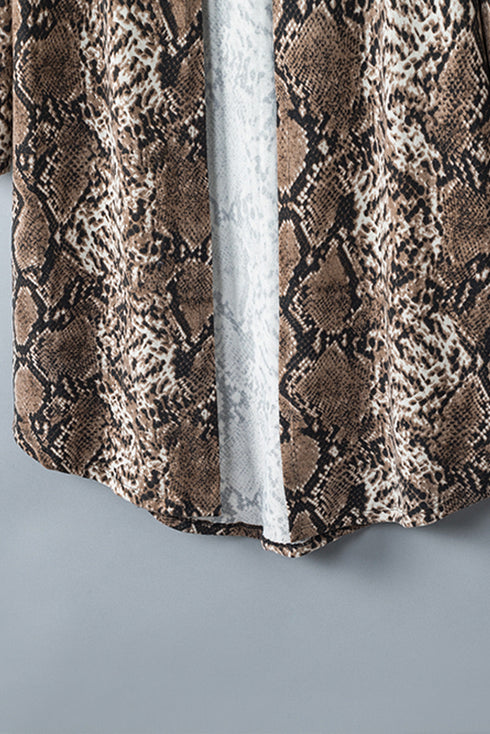 Print Colorblock Long Cardigan